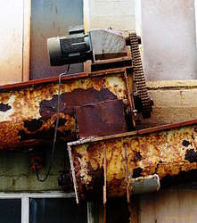 Rusty transfer pipes by the harbour