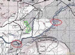 Green, our walk. Red, our planned goals