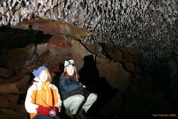 Soley and Iveta under the drippy roof