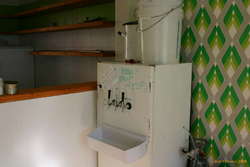 The beer fridge and it's new drip tray