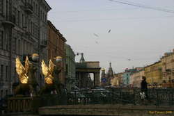 The griffin bridge looking down to the blood church