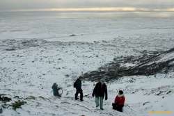 Kata, Jonas, Iveta and Julia climbing up Nátthagaskarð