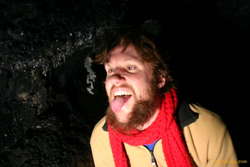 Karl licks the dribbly lava