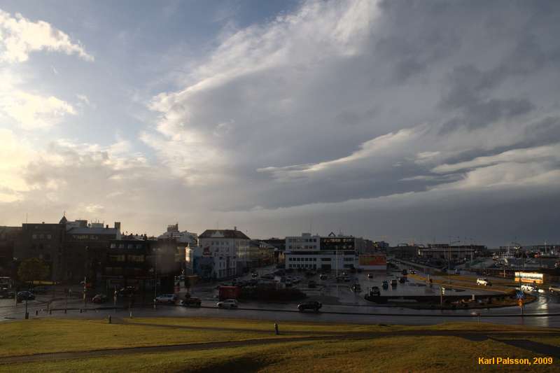 Clouds moving away to the east