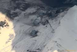Melted out channels in the top of the glacier
