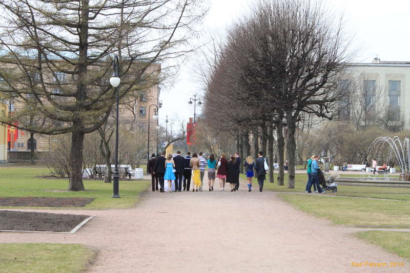 Multicoloured wedding party