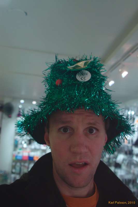 A chrismas hat at Tiger, for Helen