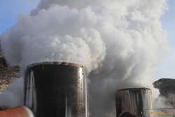 Steam vents near the extension to the powerplant