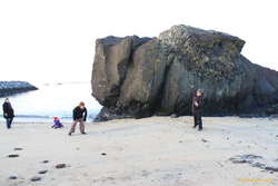 The bowlers end and the outfield