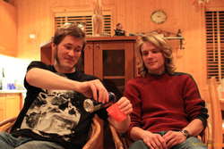 Eggert and Donald sharing a drop of the finest highland products