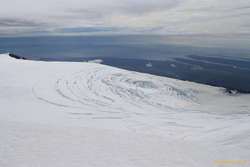 The glacier falling down the mountain