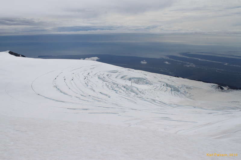 The glacier falling down the mountain