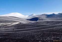 Vaidas strolling across the ashy snow