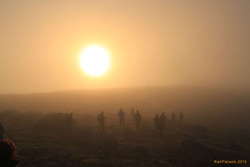 Descending into sunny fog