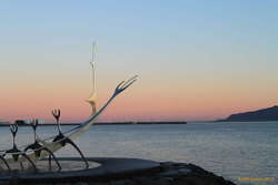 Belt of venus fading away at sunrise
