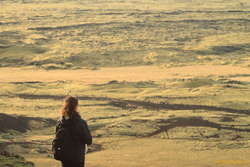 Iveta plotting a course through the moss