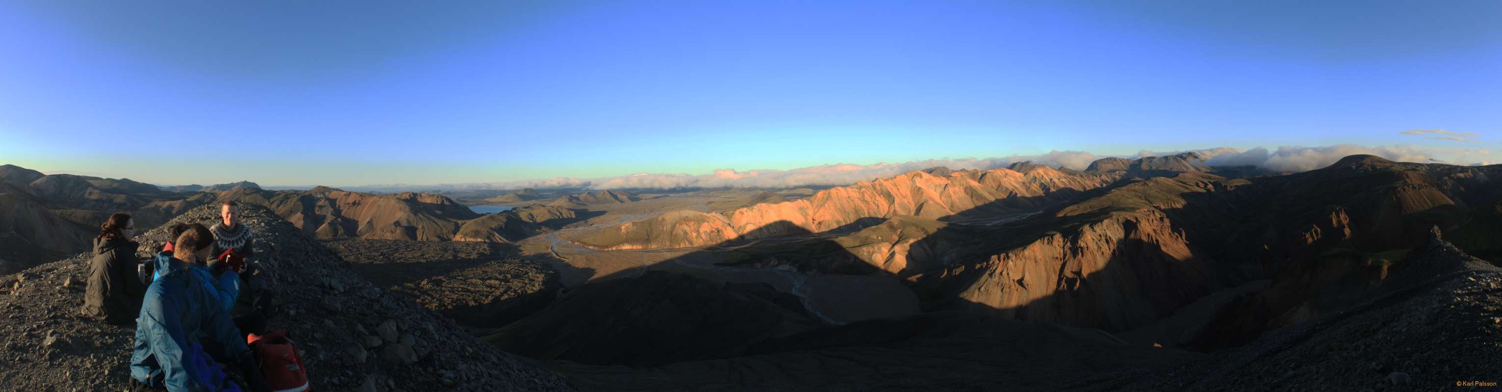 Watching the end of the day from Bláhnúkur, about 260° pano
