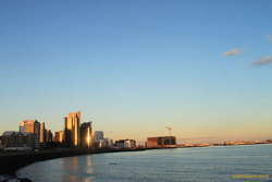 Sunshine in the morning over town