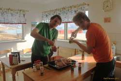 Karl and Bjöggi making dinner