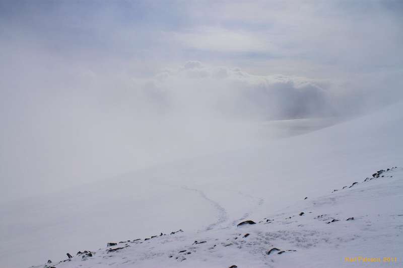 Tracks in a break in the clouds