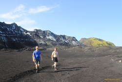 Logi and Sveinbjörn at the toe of the glacier