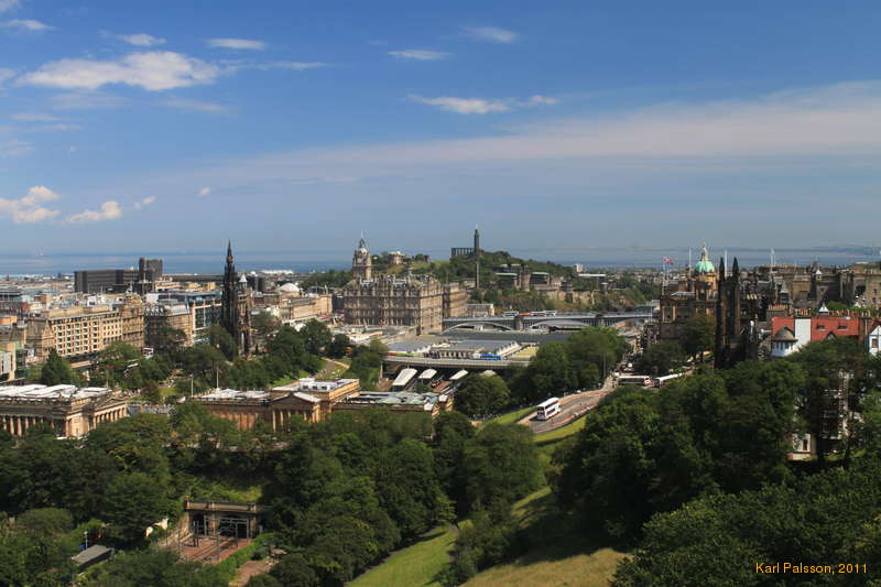 From Edinburgh Castle over Princes St Gardens to Calton Hill