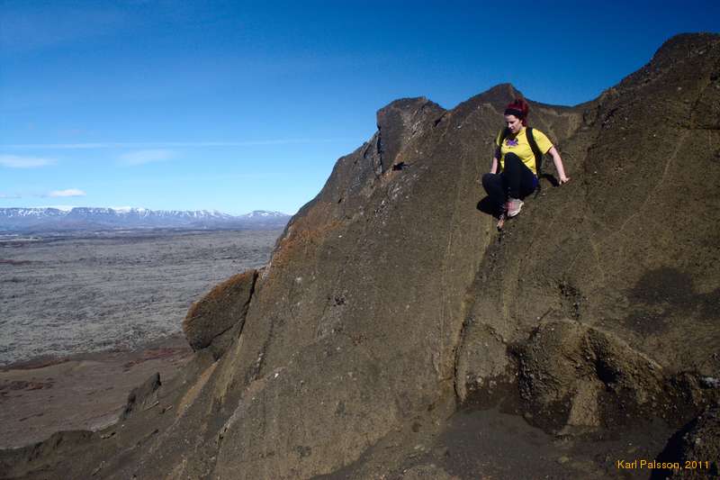 Ruth coming down Húsfell