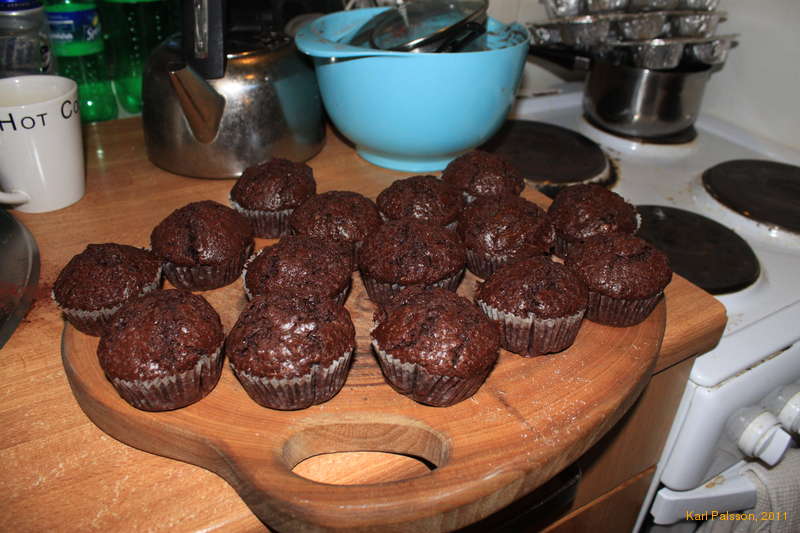Om-nom-nom, double choc muffins
