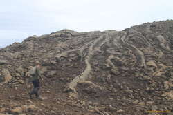 Cool ropey lava on the crater lip