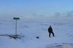 Hrafn near one of the entrances