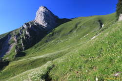 Lance Sud de Malissard, with our track over the Col de Bellefont on the right