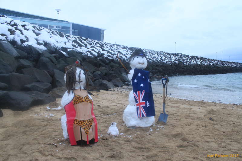 Snowwoman, Snowbaby and Snowman