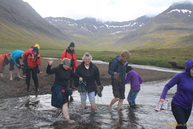 Bára and Bjöggi wading