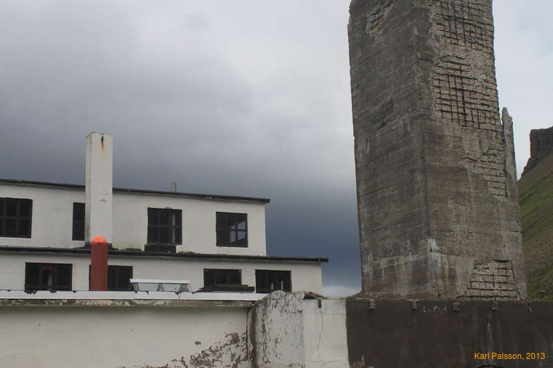 Crumbling concrete of the herring factory at Djúpavík