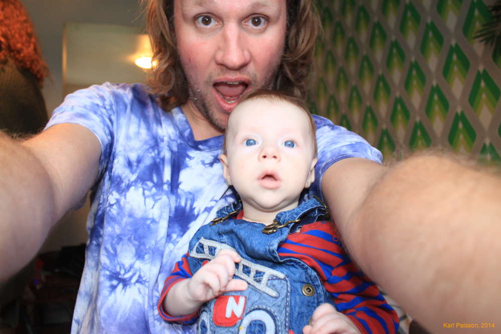 David Þór and I hard at work on the computer