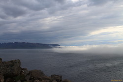 Evening fog on the sea