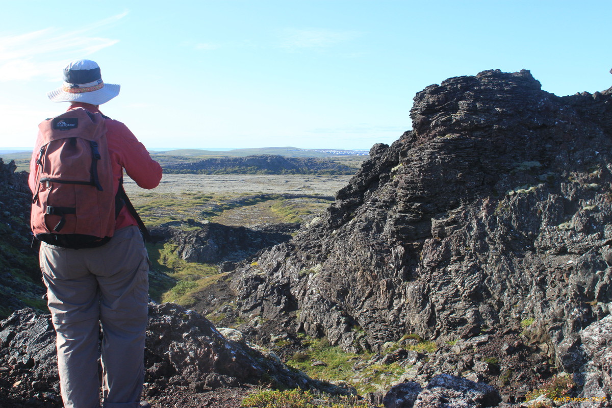 Mum looking down the lava channel