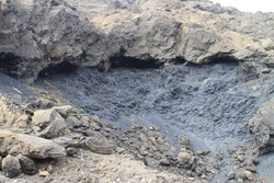 Rotten loose cliff bands block our way