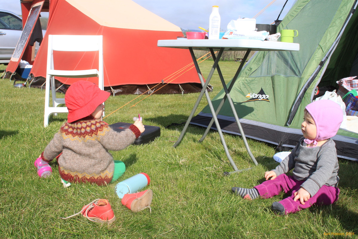 Little girls camping