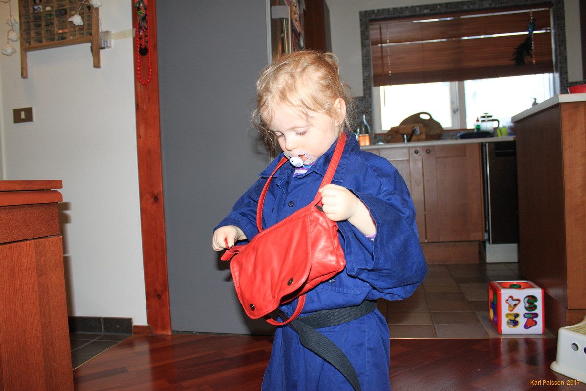 Stella with her handbag