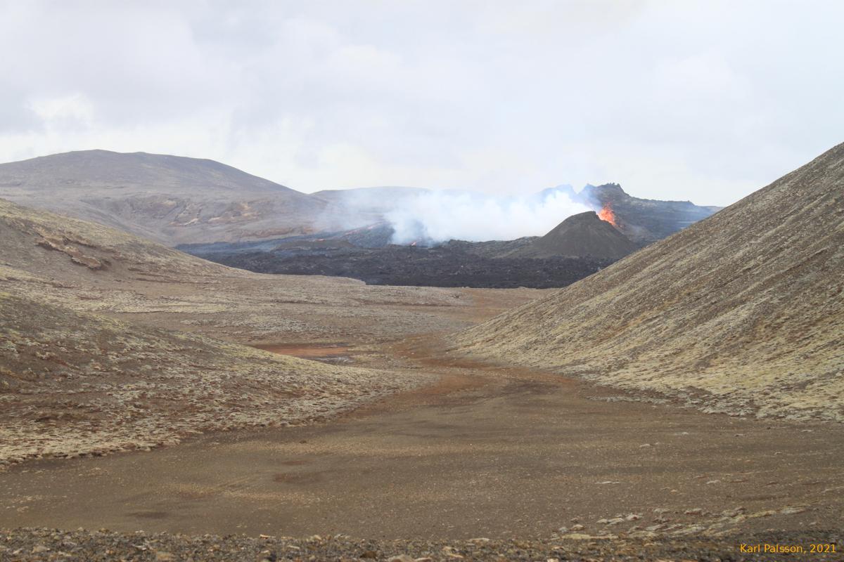 Looking north to original crater
