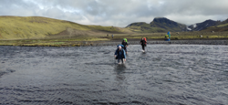 James crossing Bláfjallakvísl